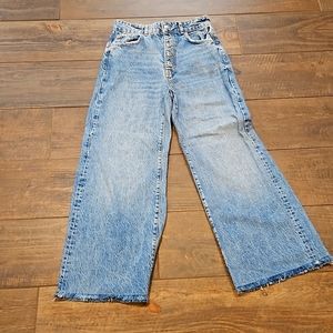 ZARA MEDIUM BLUE WOMENS DENIM WIDE LEG JEANS SIZE 4